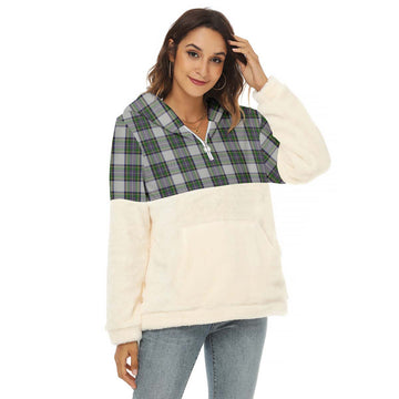 Pritchard Tartan Half Style Women's Borg Fleece Hoodie with Half Zip