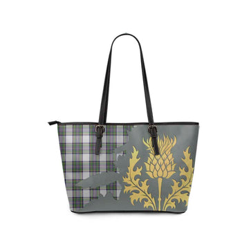 Pritchard Tartan Leather Tote Bag Gold Thistle Style