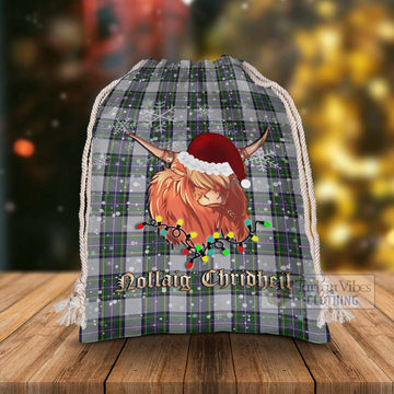 Pritchard Tartan Christmas Santa's Bag with Twinkle Highland Cattle