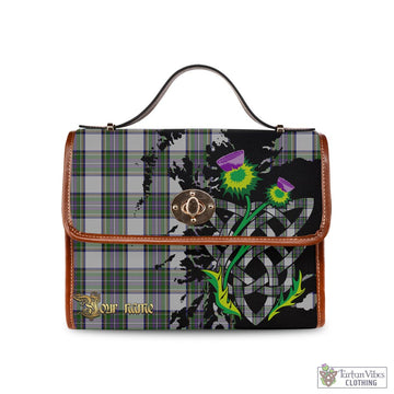 Pritchard Tartan Waterproof Canvas Bag with Scotland Map and Thistle Celtic Accents