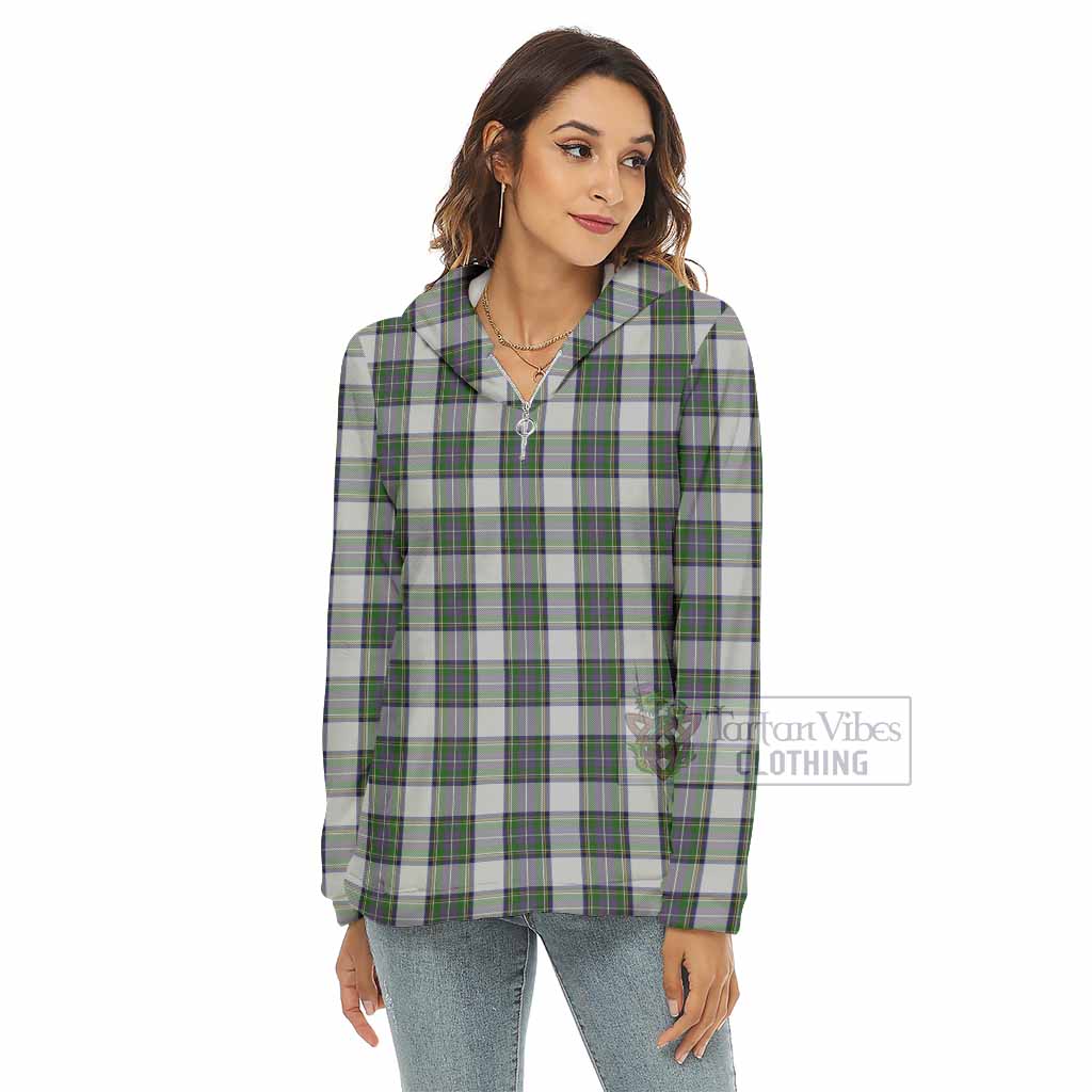 Tartan Vibes Clothing Pritchard Tartan Women's Borg  Half Zip Fleece Hoodie