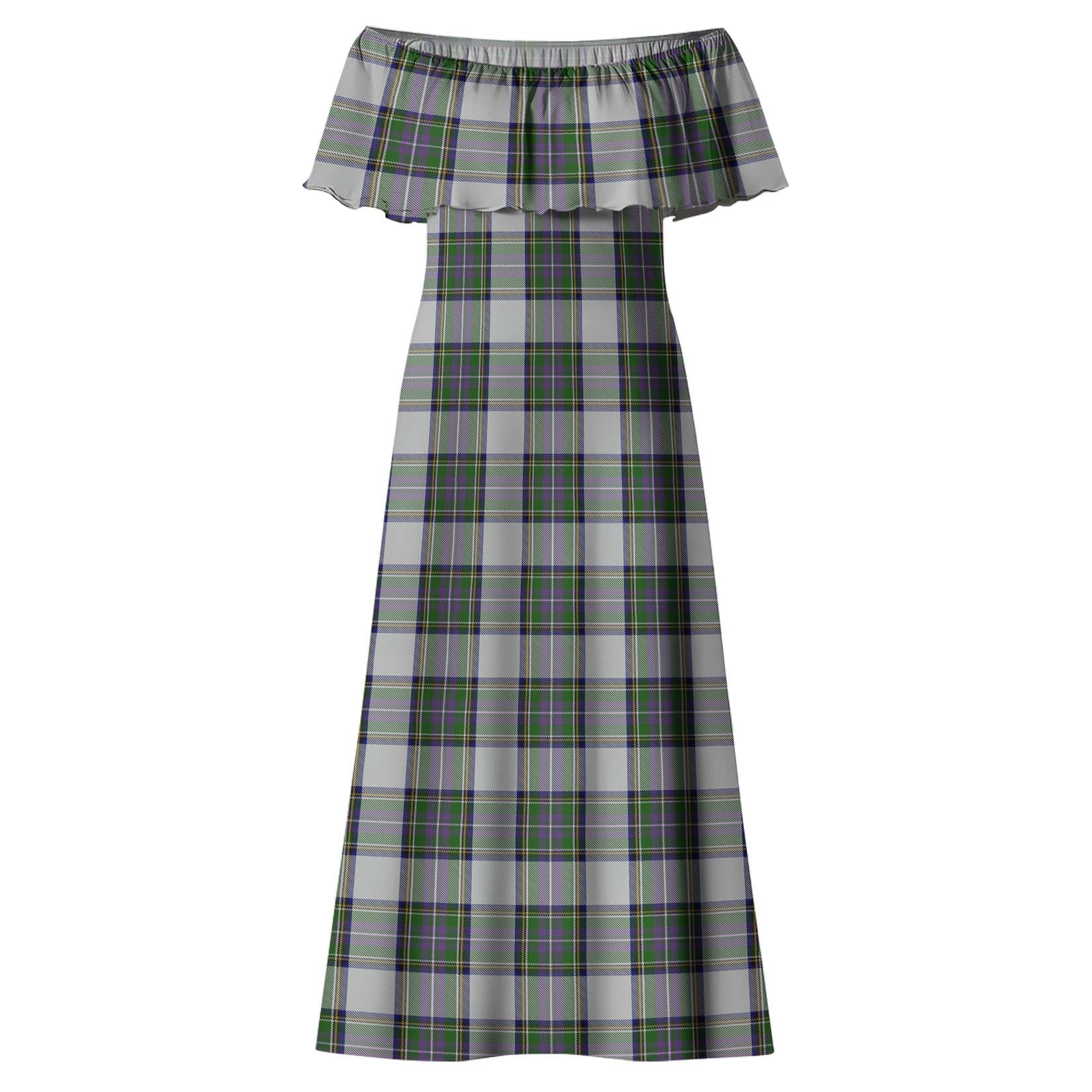 Pritchard Tartan Off Shoulder Long Dress - Tartanvibesclothing