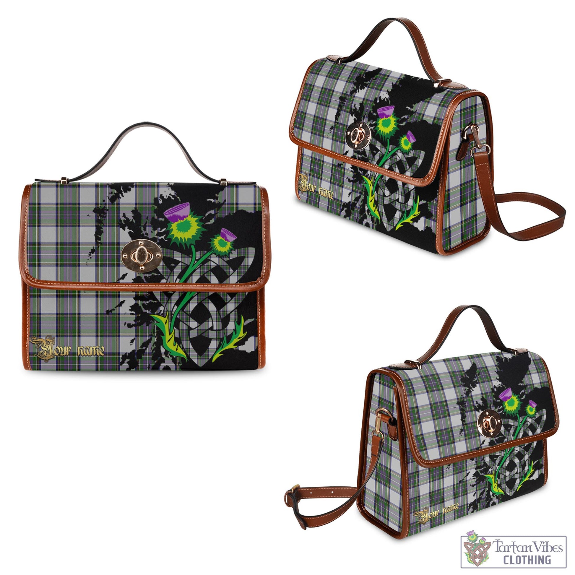 Tartan Vibes Clothing Pritchard Tartan Waterproof Canvas Bag with Scotland Map and Thistle Celtic Accents