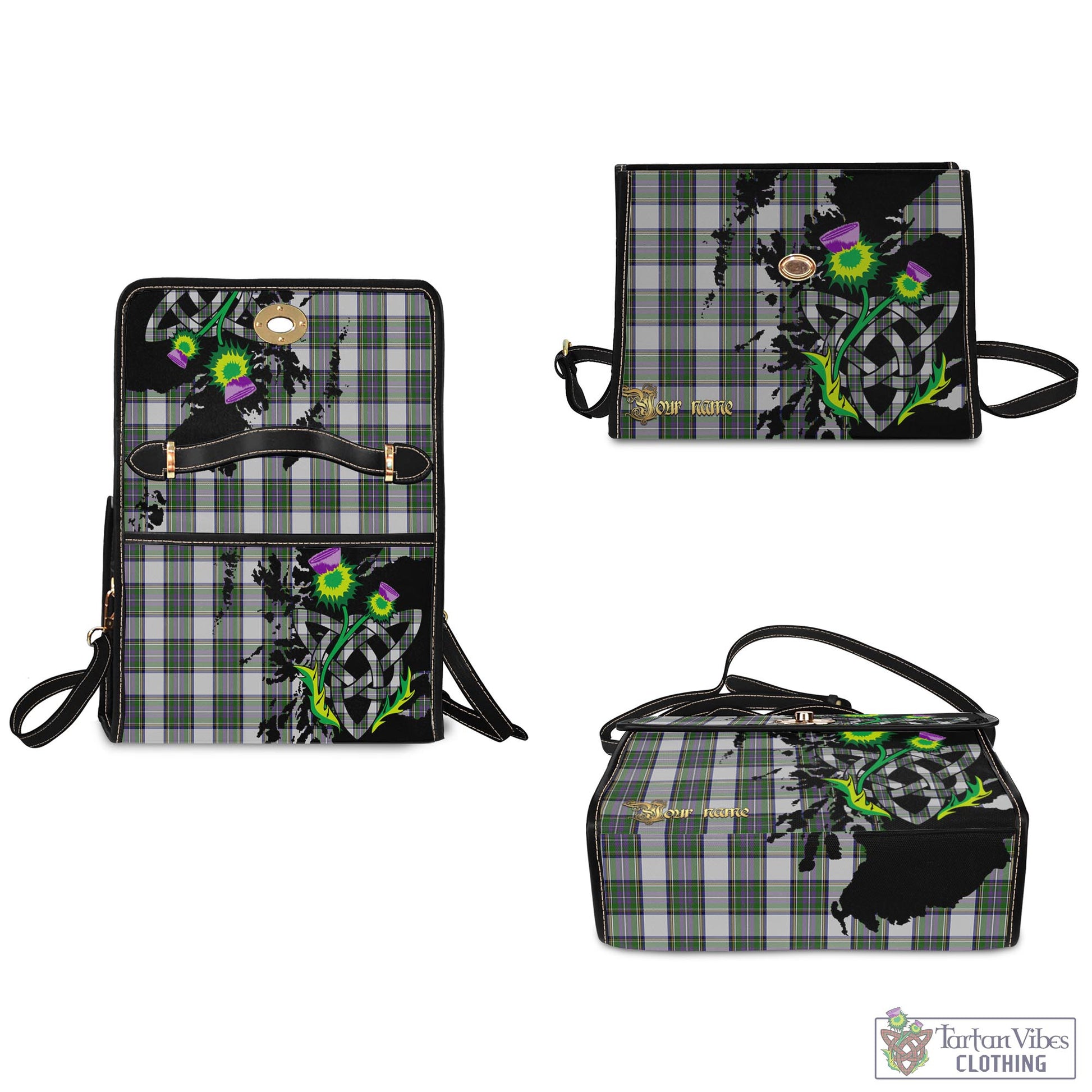 Tartan Vibes Clothing Pritchard Tartan Waterproof Canvas Bag with Scotland Map and Thistle Celtic Accents
