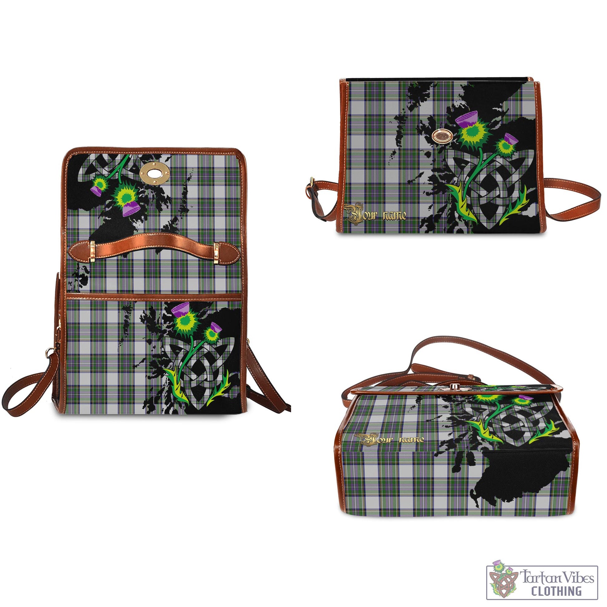 Tartan Vibes Clothing Pritchard Tartan Waterproof Canvas Bag with Scotland Map and Thistle Celtic Accents