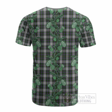 Pritchard Tartan Cotton T-shirt Seamless Scottish Thistle Flowers