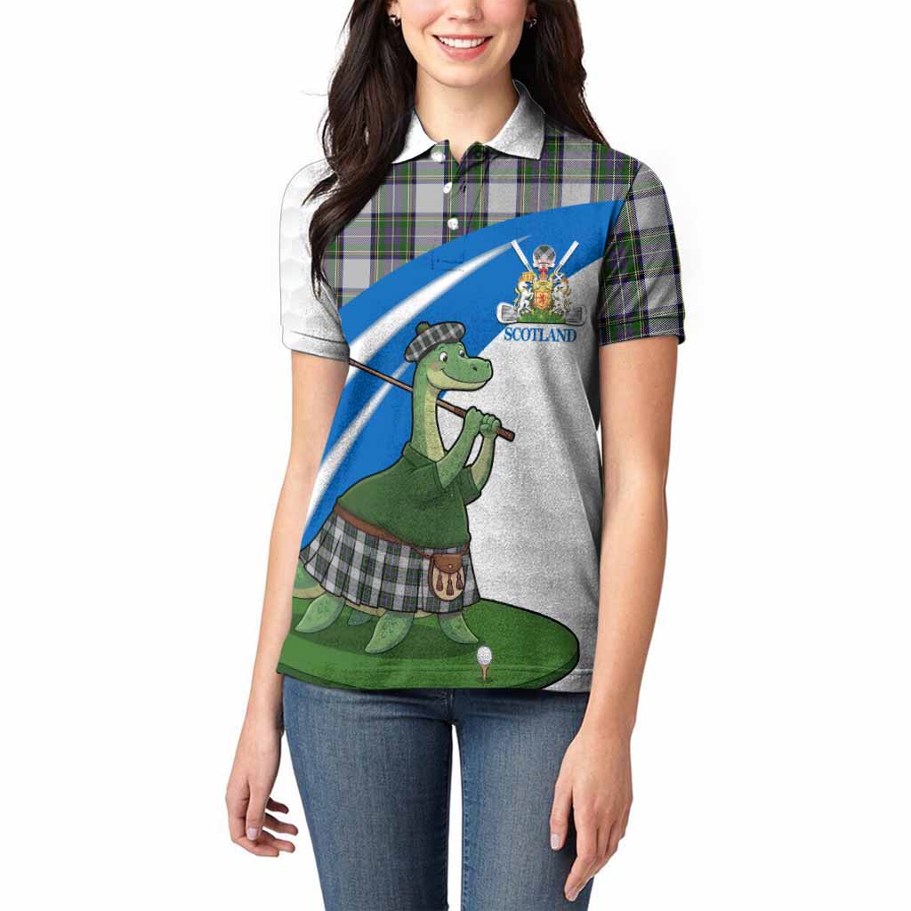 Pritchard Tartan Crest Golf Nessie Women Polo Shirt Loch Ness Monster Sporty Style