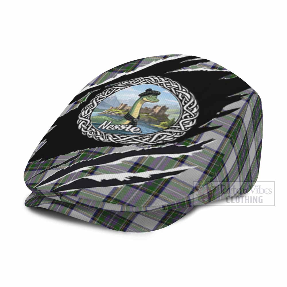 Pritchard Tartan Loch Ness Monster Flat Cap, Jeff Cap Celtic Knot Nessie Art