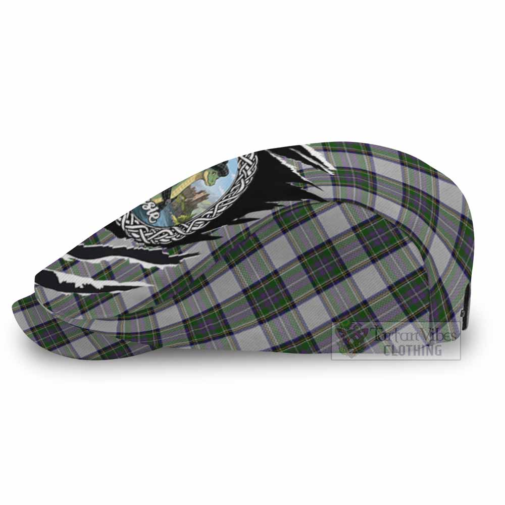 Pritchard Tartan Loch Ness Monster Flat Cap, Jeff Cap Celtic Knot Nessie Art