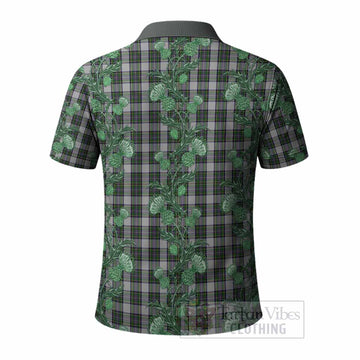 Pritchard Tartan Polo Shirt Seamless Scottish Thistle Flowers
