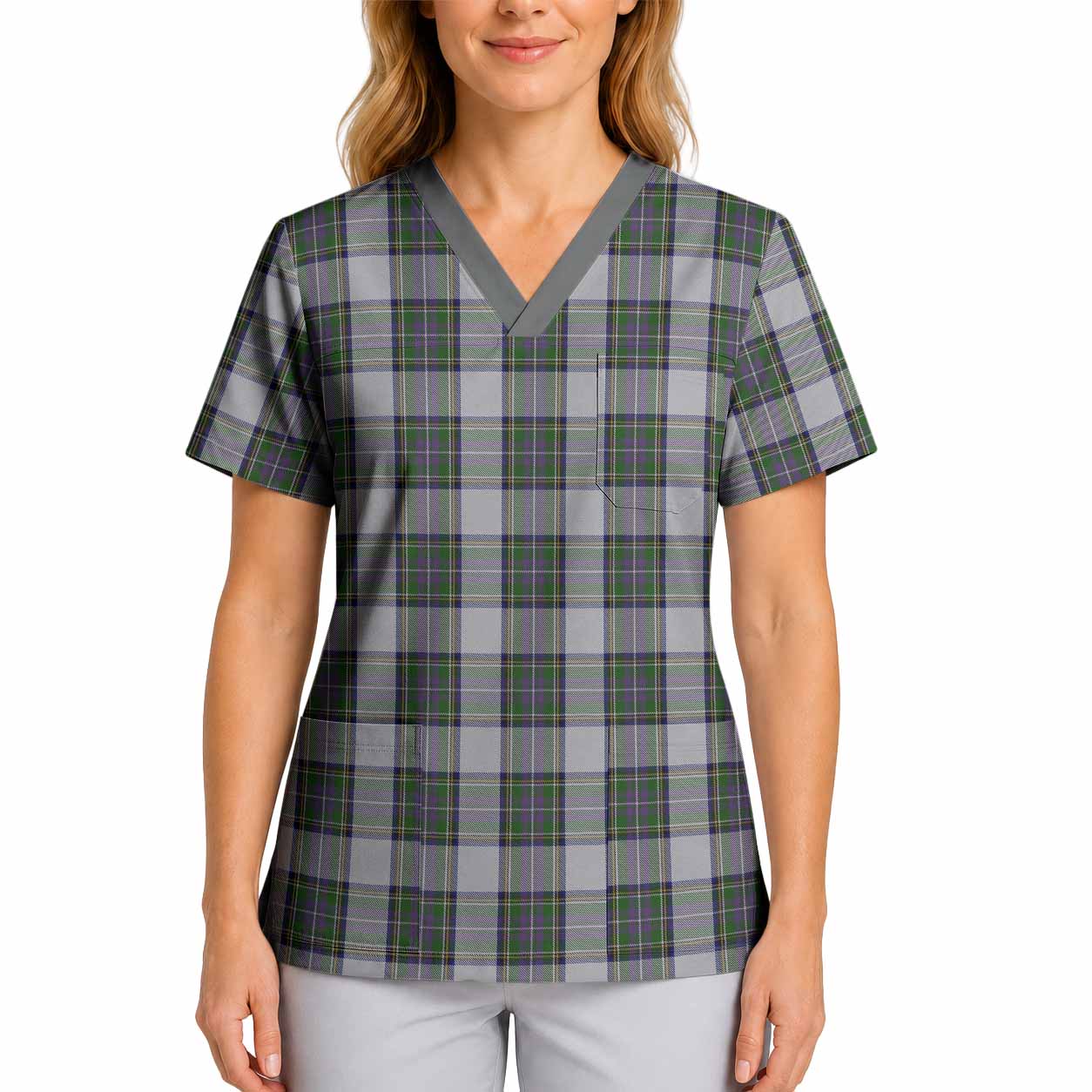 Pritchard Tartan Scrub Top 4XL - Tartan Vibes Clothing
