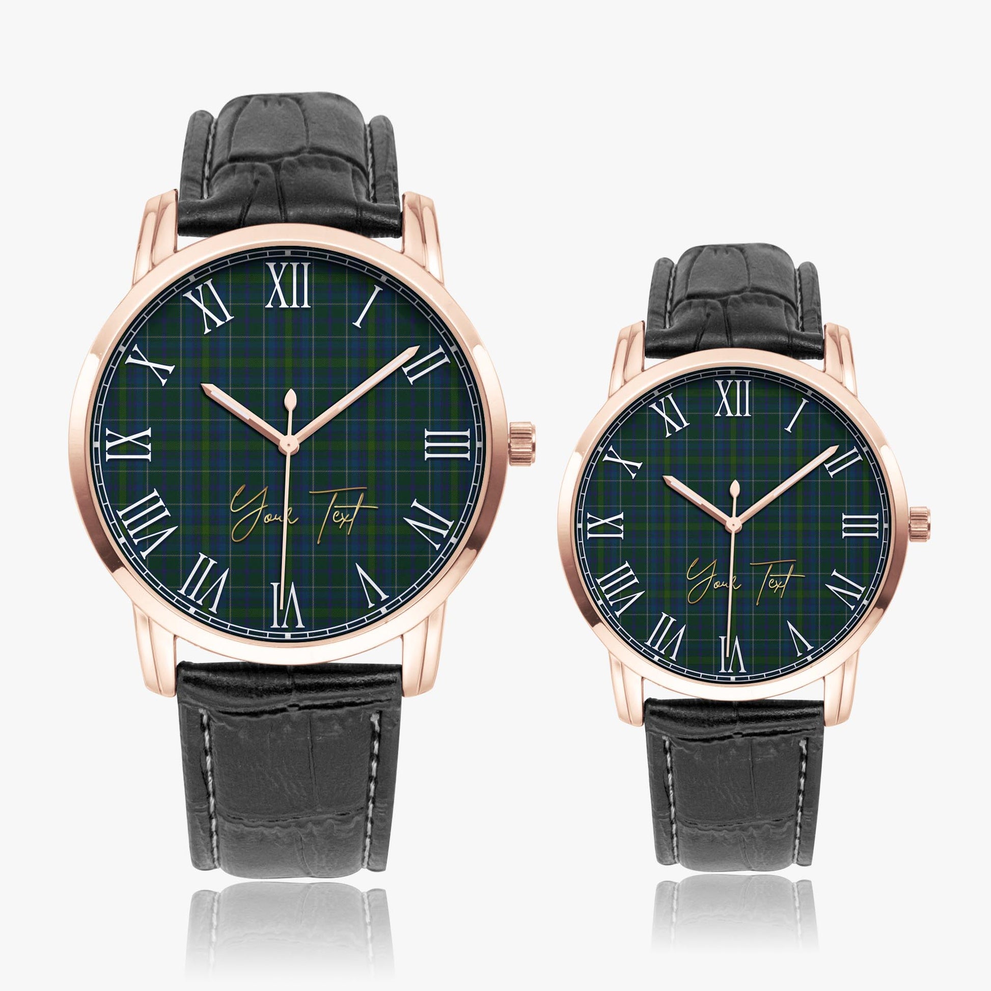 Protheroe of Wales Tartan Personalized Your Text Leather Trap Quartz Watch - Tartan Vibes Clothing