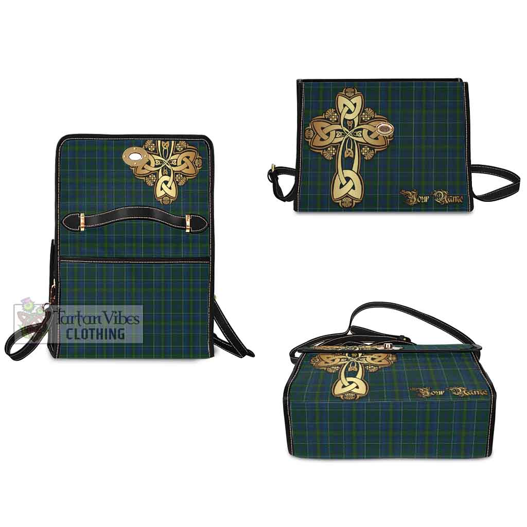 Tartan Vibes Clothing Protheroe of Wales Tartan Waterproof Canvas Bag Golden Thistle Celtic Cross Style