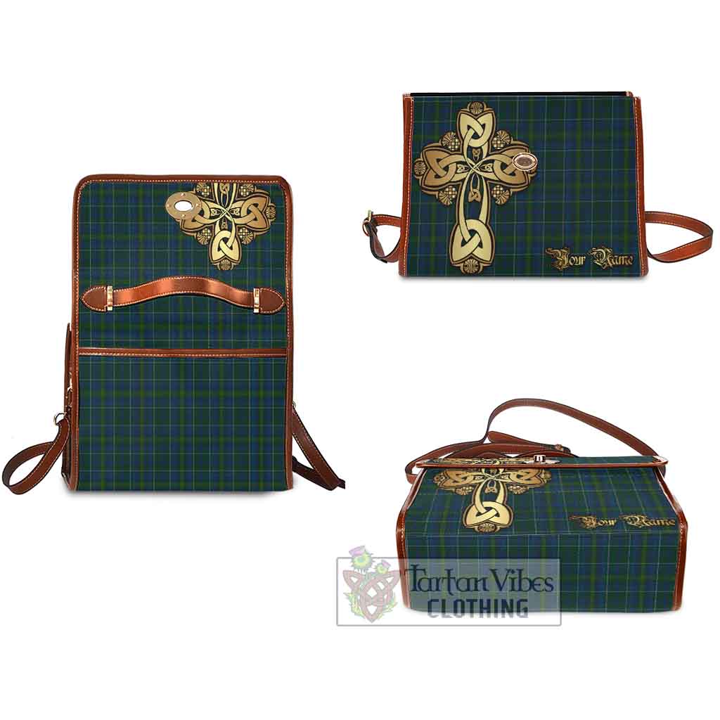 Tartan Vibes Clothing Protheroe of Wales Tartan Waterproof Canvas Bag Golden Thistle Celtic Cross Style