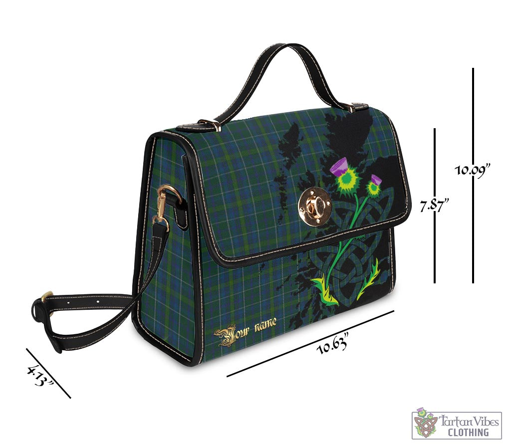 Tartan Vibes Clothing Protheroe of Wales Tartan Waterproof Canvas Bag with Scotland Map and Thistle Celtic Accents