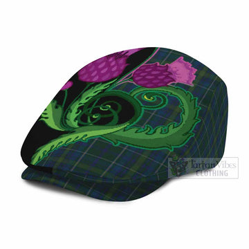 Protheroe of Wales Tartan Flat Cap, Jeff Cap Traditional Scottish Thistle