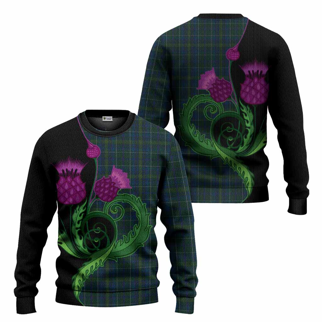 Protheroe of Wales Tartan Knitted Sweater Traditional Scottish Thistle