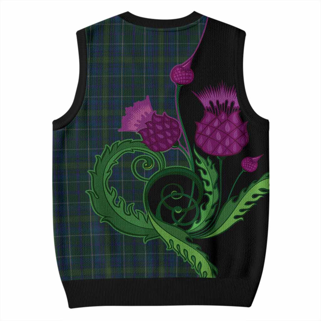 Protheroe of Wales Tartan Knitted V-Neck Vest Traditional Scottish Thistle