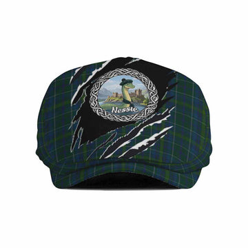 Protheroe of Wales Tartan Loch Ness Monster Flat Cap, Jeff Cap Celtic Knot Nessie Art