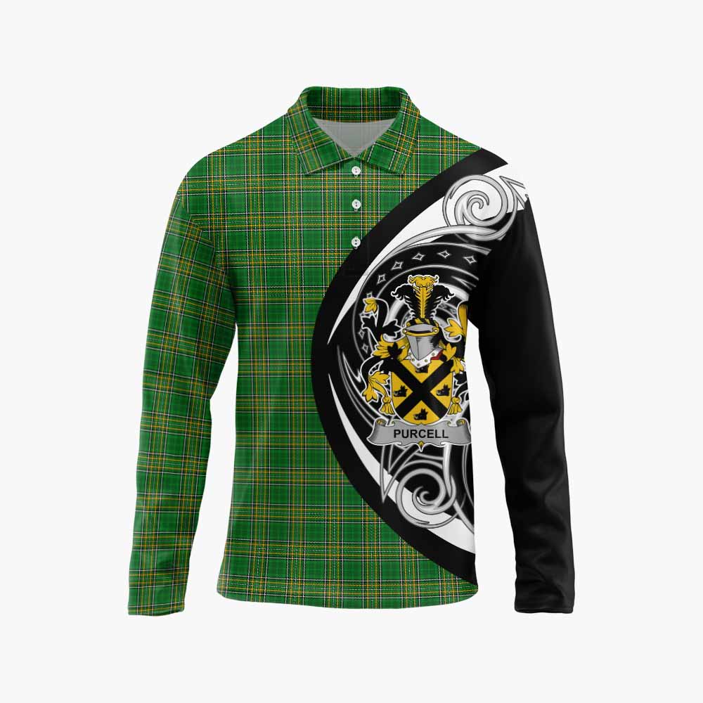 Purcell Irish Clan Long Sleeve Polo Shirt Celtic Circle Style Unisex - Tartan Vibes Clothing