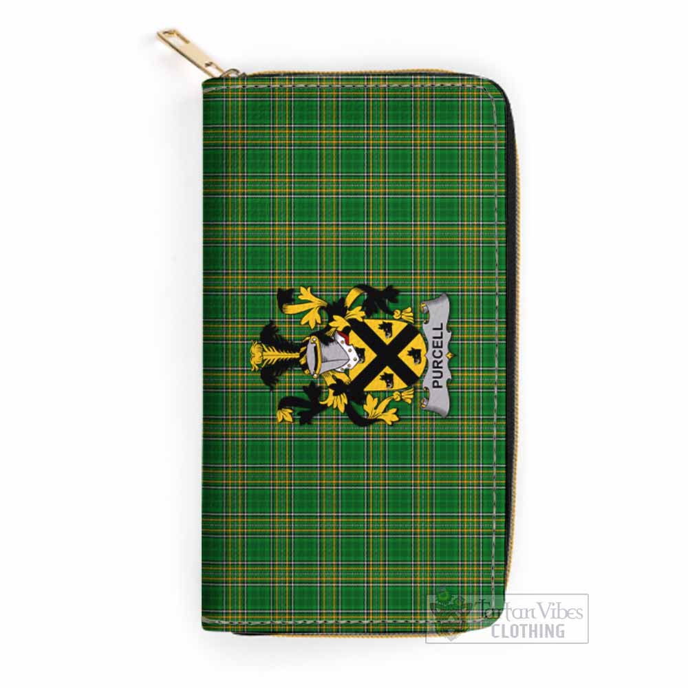 Tartan Vibes Clothing Purcell Irish Clan Tartan Women's Leather Wallet with Coat of Arms