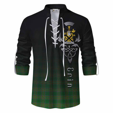 Tartan Vibes Clothing Purcell Irish Clan Ghillie Kilt Shirt with Coat of Arms Erin Go Bragh Celtic Inspired