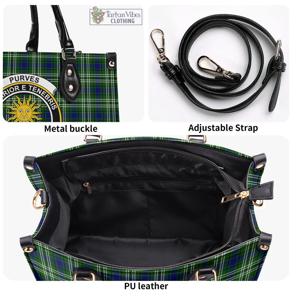 Purves Tartan Luxury Leather Handbags with Family Crest - Tartan Vibes Clothing