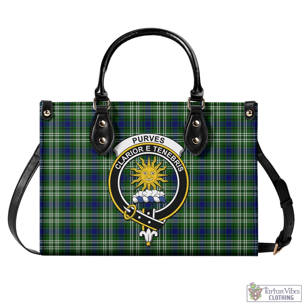 Purves Tartan Luxury Leather Handbags with Family Crest - Tartan Vibes Clothing
