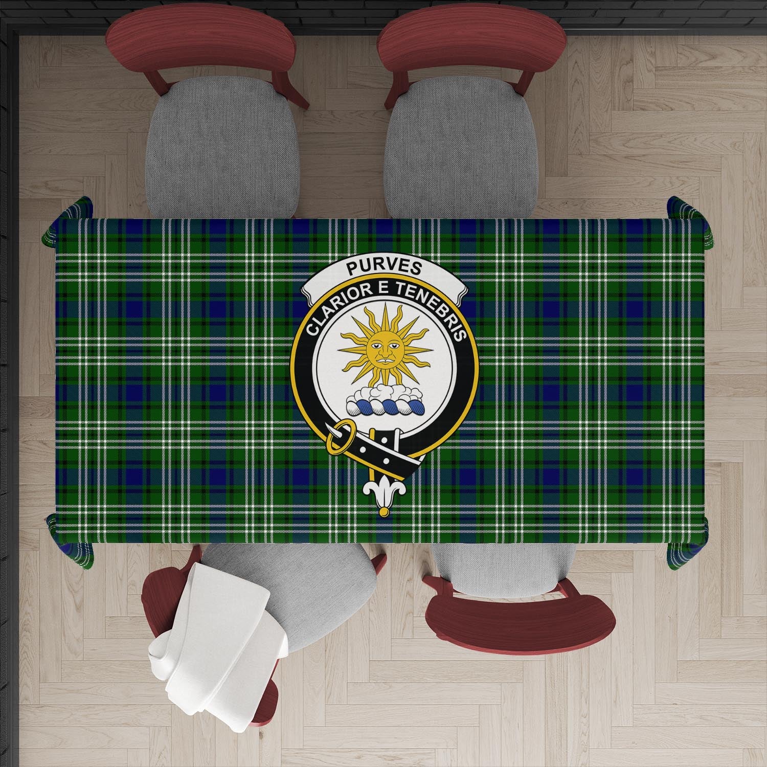 Purves Tartan Tablecloth with Family Crest XL 57.1"x70.9"(145x180cm) - Tartan Vibes Clothing