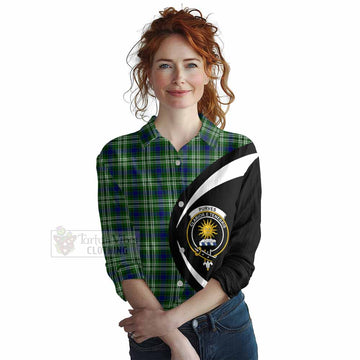 Purves Tartan Women's Casual Shirt with Family Crest Circle Style Female - Tartan Vibes Clothing