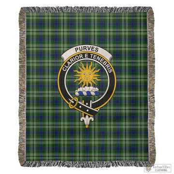Purves Tartan Woven Blanket with Family Crest