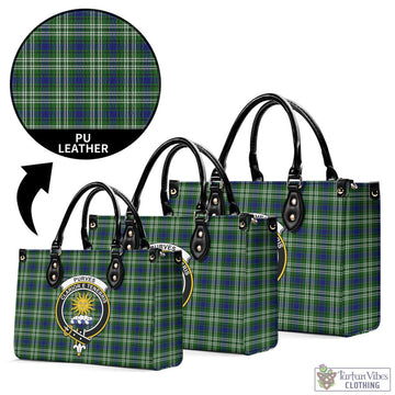 Purves Tartan Luxury Leather Handbags with Family Crest L - Tartan Vibes Clothing