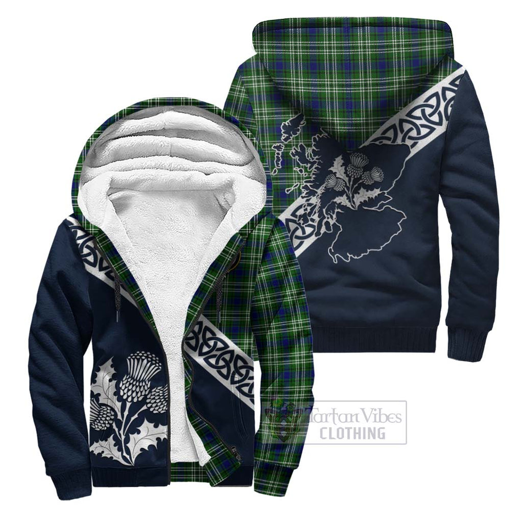 Purves Tartan Sherpa Hoodie Featuring Thistle and Scotland Map Unisex - Tartan Vibes Clothing