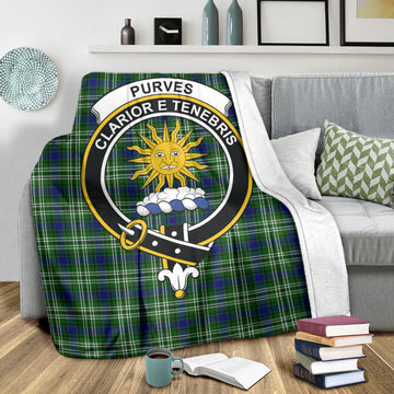 Purves Tartan Blanket with Family Crest X-Large 59 x 79 inches 150 x 200 cm - Tartan Vibes Clothing