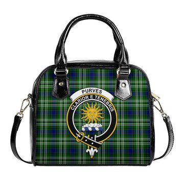 Purves Tartan Shoulder Handbags with Family Crest One Size 9*21*24 cm (3.54*8.27*9.45 inches) - Tartan Vibes Clothing