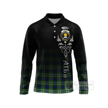 Purves Tartan Long Sleeve Polo Shirt Featuring Alba Gu Brath Family Crest Celtic Inspired Unisex - Tartan Vibes Clothing
