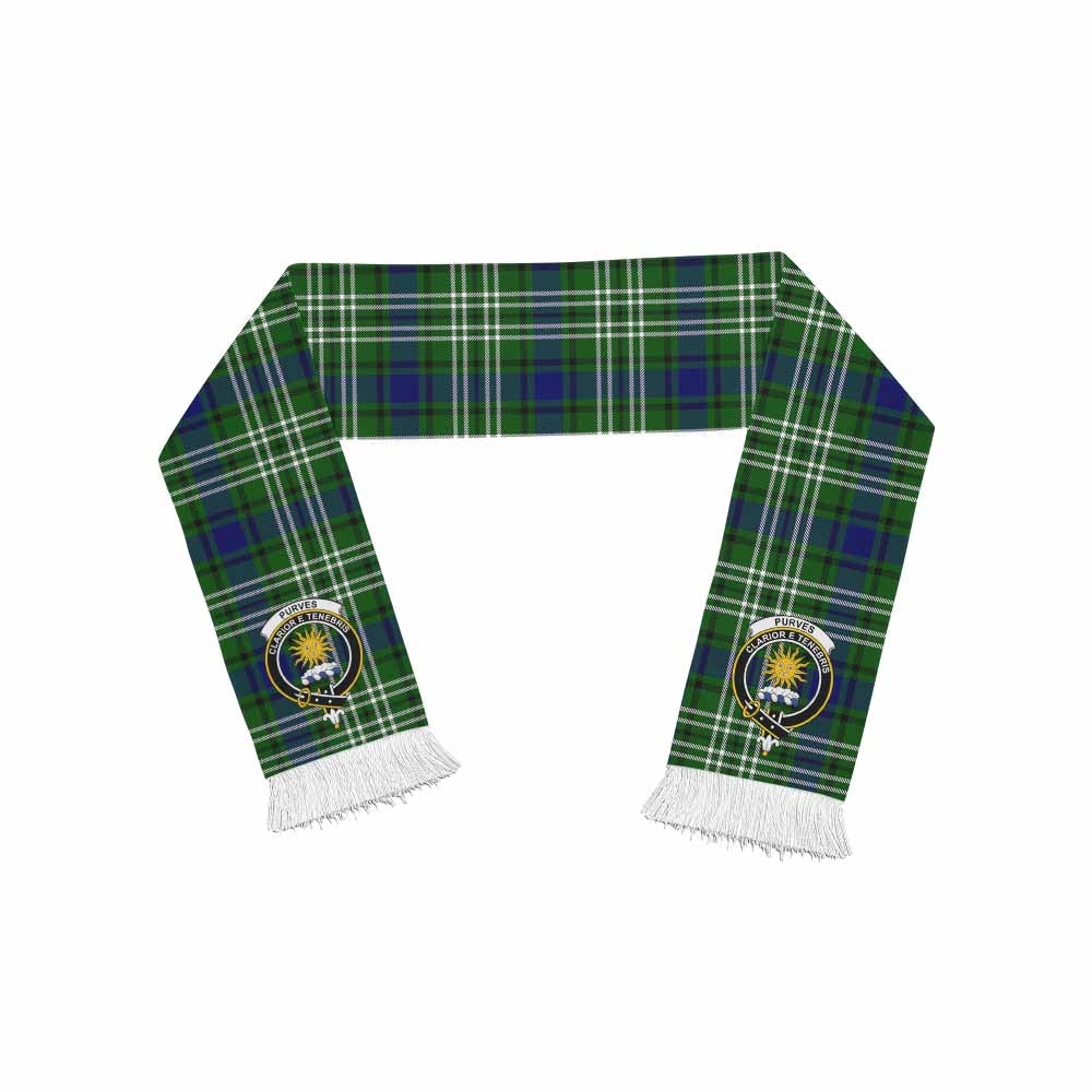 Purves Tartan Ruffneck Scarf with Family Crest One Size 67.7*6.7 inches - Tartan Vibes Clothing