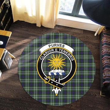 Purves Tartan Round Rug with Family Crest Premium Round Rug - Tartan Vibes Clothing