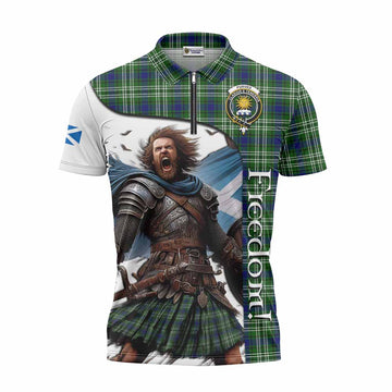 Purves Crest Tartan Zipper Polo Shirt Inspired by the Freedom of Scottish Warrior Unisex - Tartan Vibes Clothing
