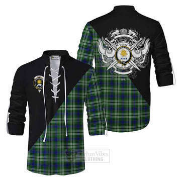 Purves Tartan Ghillie Kilt Shirt with Family Crest and Military Logo Style Men - Tartan Vibes Clothing