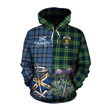 Purves Tartan Cotton Hoodie Happy St. Andrew's Day Half Tartan Style Pullover Hoodie XS - Tartan Vibes Clothing