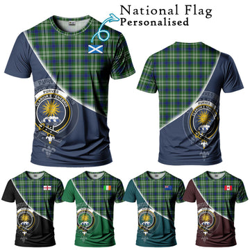 Purves Tartan T-Shirt with Personalised National Flag and Family Crest Half Style Kid's Shirt - Tartanvibesclothing Shop
