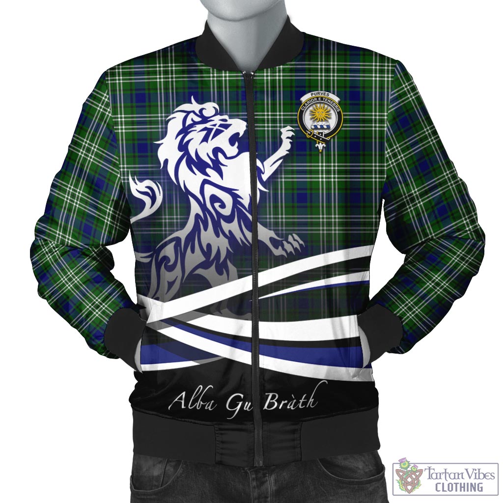 Purves Tartan Bomber Jacket with Alba Gu Brath Regal Lion Emblem Unisex - Tartan Vibes Clothing