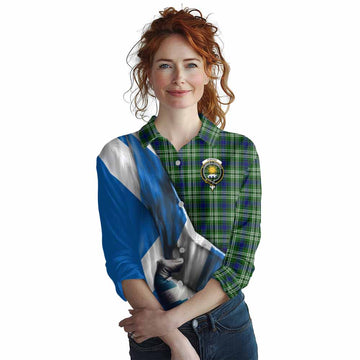 Purves Tartan Women's Casual Shirt with Family Crest Scotland Patriotic Style Female - Tartan Vibes Clothing