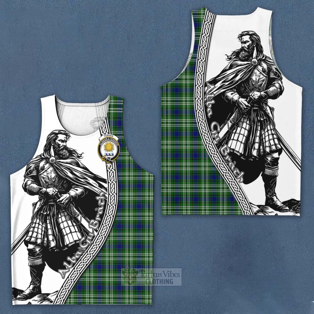 Purves Tartan Clan Crest Men's Tank Top with Highlander Warrior Celtic Style Men - Tartan Vibes Clothing