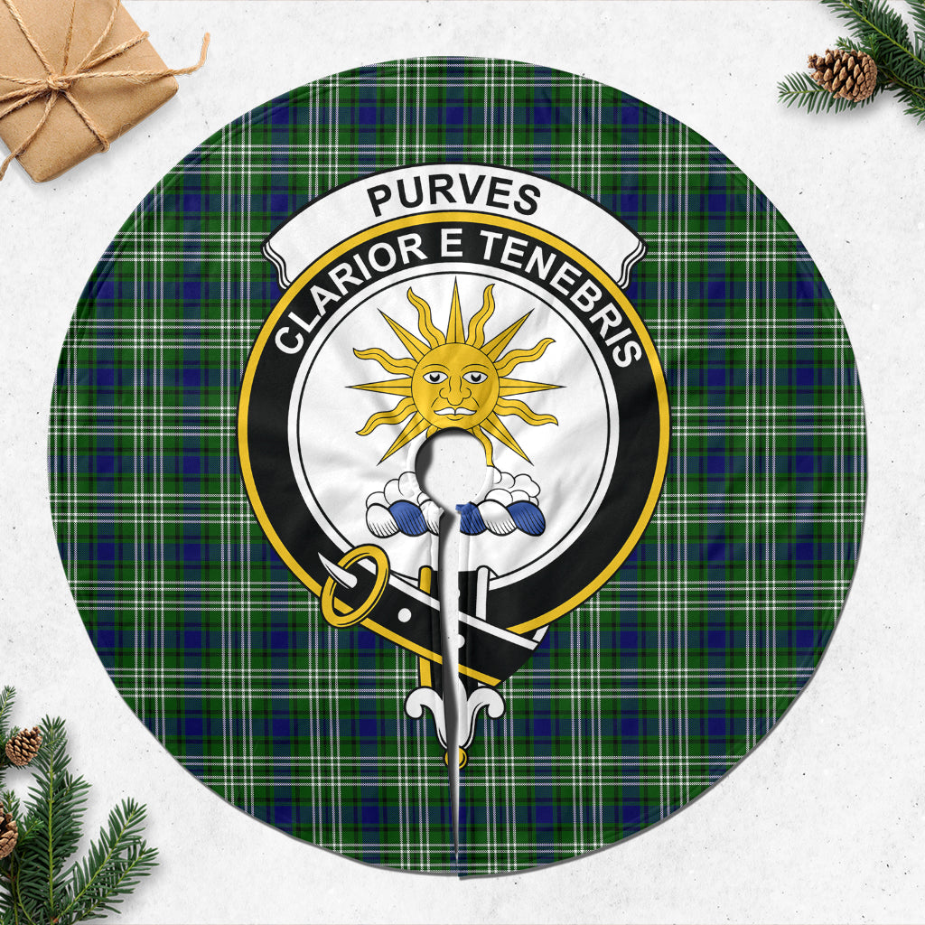 Purves Tartan Christmas Tree Skirt with Family Crest 47*47 inch - Tartan Vibes Clothing