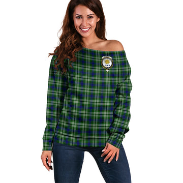 Purves Tartan Off Shoulder Women Sweater with Family Crest Women - Tartanvibesclothing