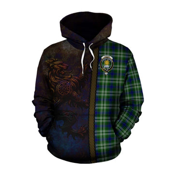 Purves Tartan Family Crest Cotton Hoodie Alba Gu Brath Be Brave Lion Ancient Style