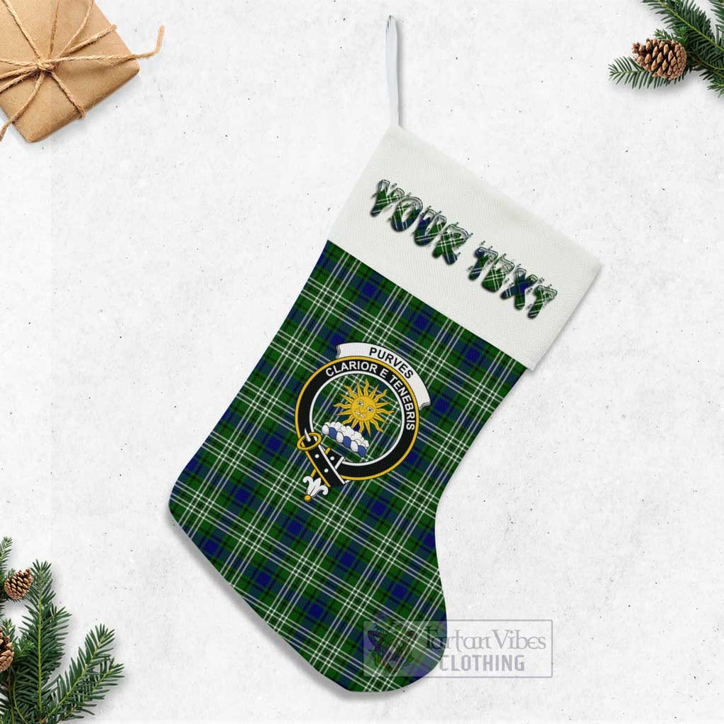 Purves Tartan Family Crest Christmas Stocking with Personalized Text - Tartan Vibes Clothing