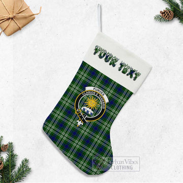 Tartan Vibes Clothing Purves Tartan Family Crest Christmas Stocking with Personalized Text